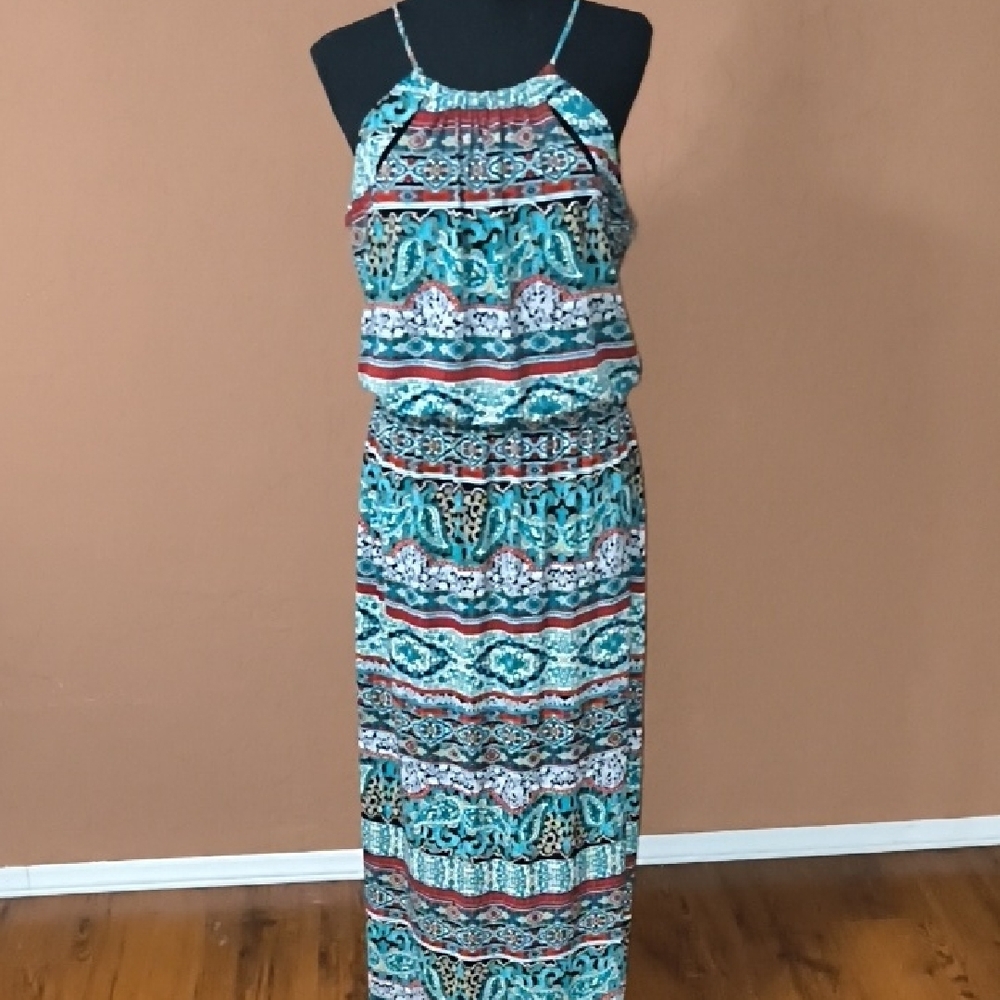Sweet Storm Paisley Halter Maxi Sundress Dress Size Large